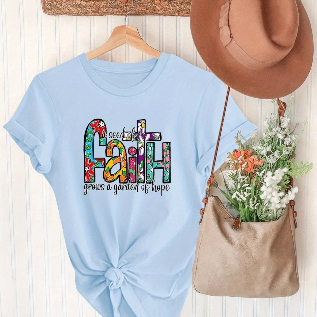 A Seed Of Faith Grows A Garden Of Hope Women's Christian T-Shirt claimedbygoddesigns