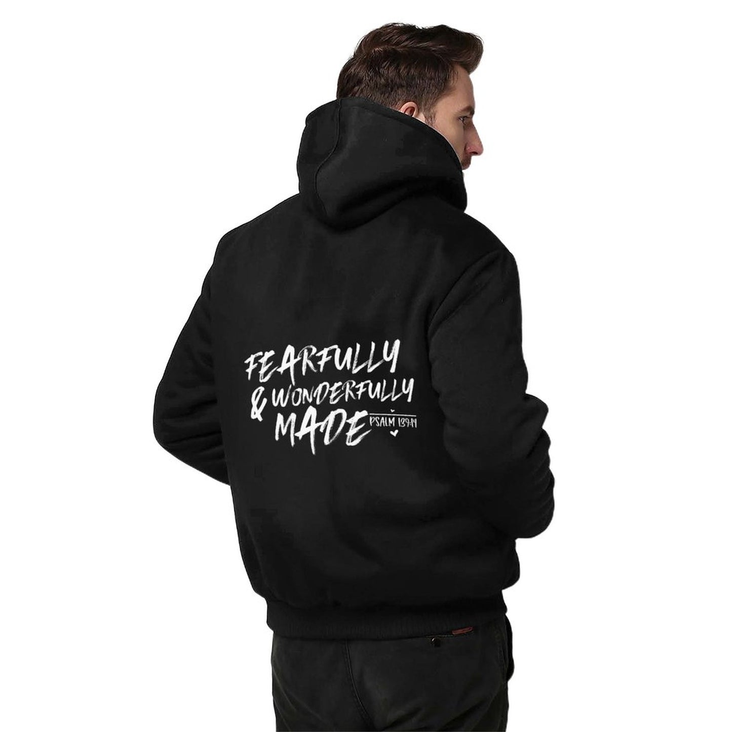 Fearfully And Wonderfully Made Men’s Christian Plush Full Zip Hooded Sweatshirt