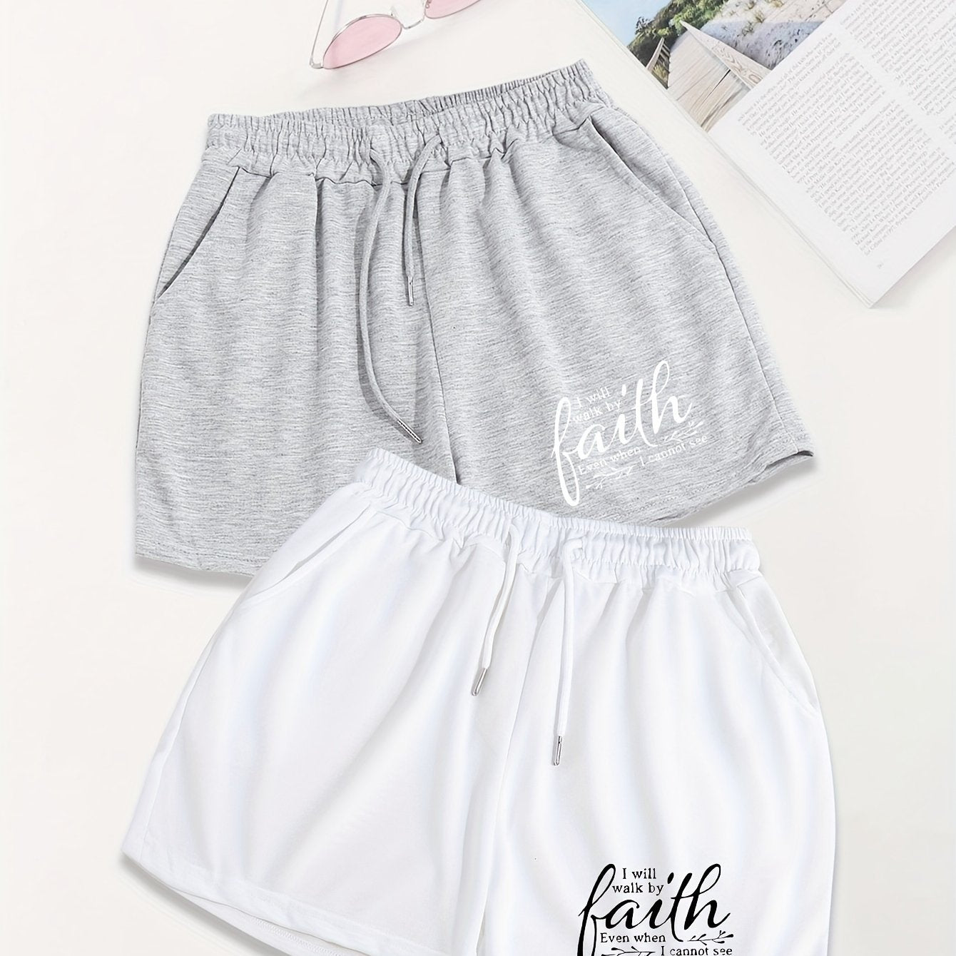 I Will Walk By Faith Even When I Cannot See It 2pcs Women's Christian Shorts claimedbygoddesigns