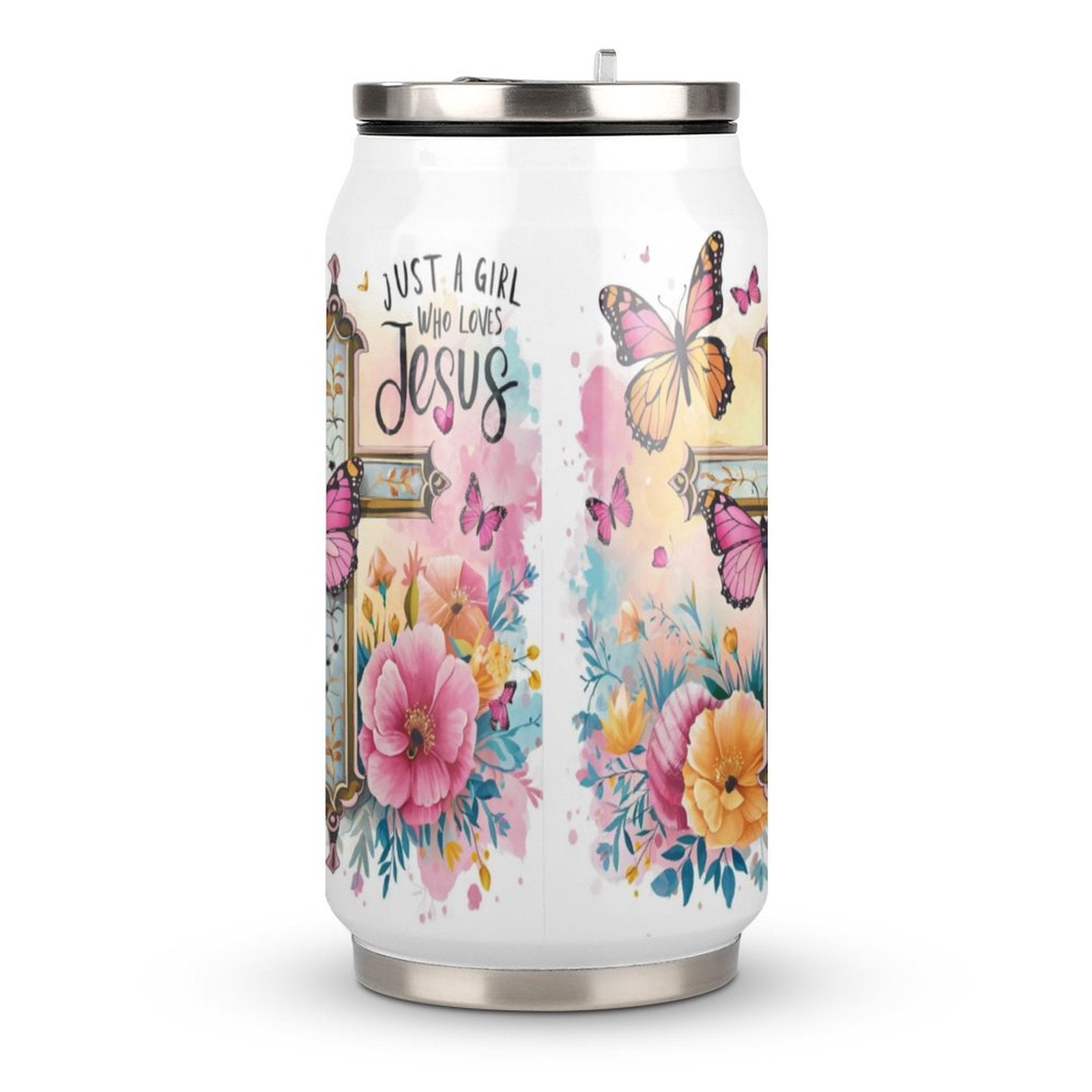 Just A Girl Who Loves Jesus Christian Stainless Steel Tumbler with Straw SALE-Personal Design
