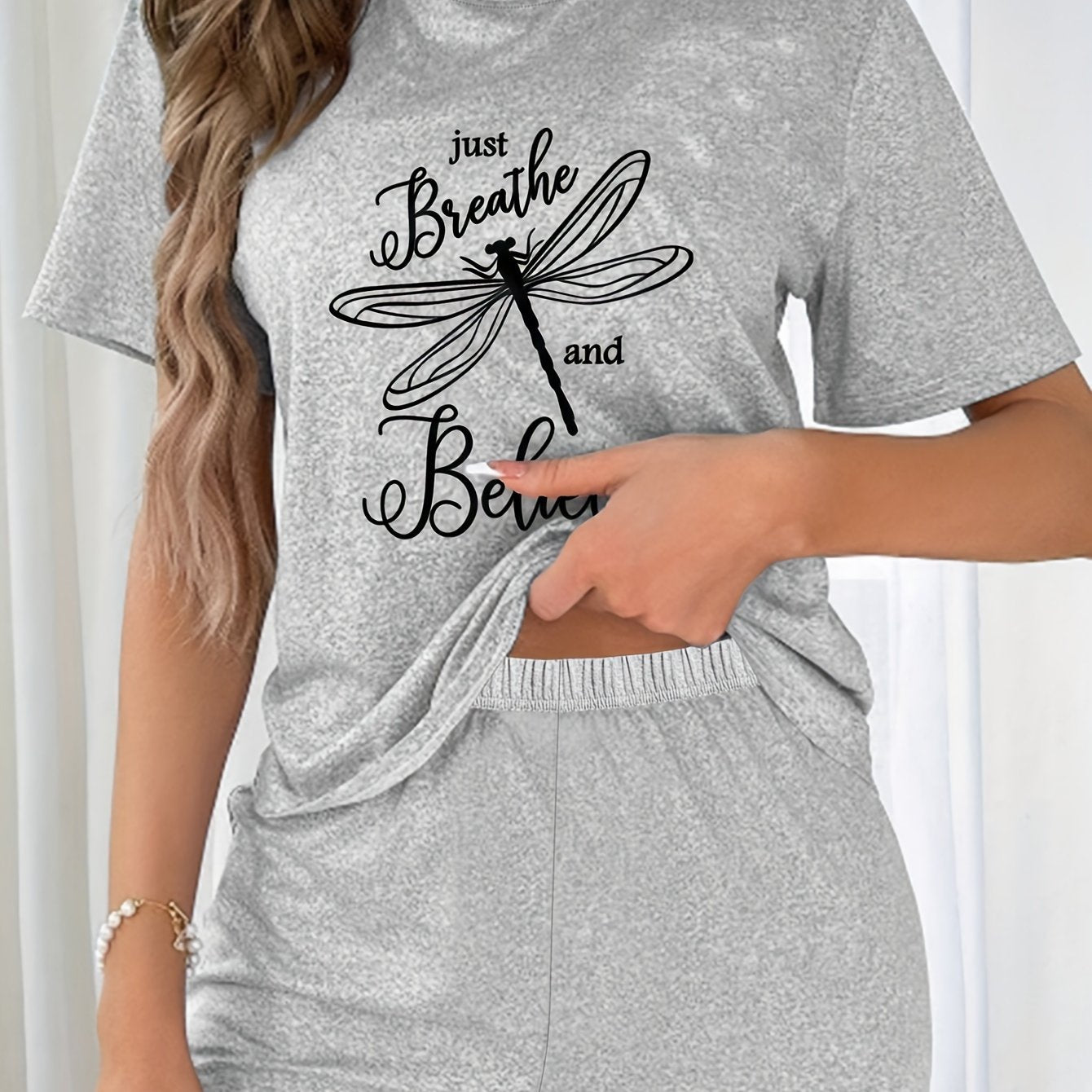 Just Breathe And Believe Women's Christian Short Pajama Set claimedbygoddesigns