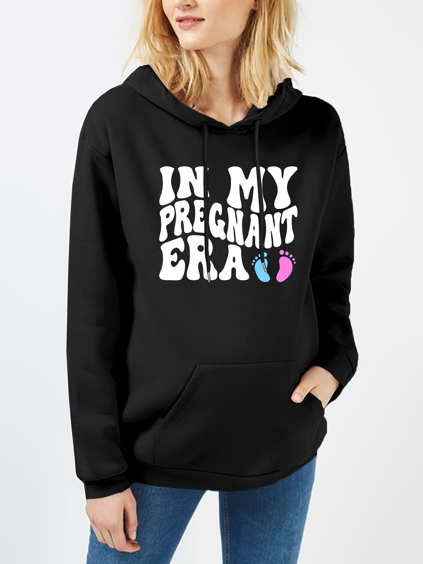 IN MY PREGNANT ERA Women's Christian Maternity Pullover Hooded Sweatshirt claimedbygoddesigns