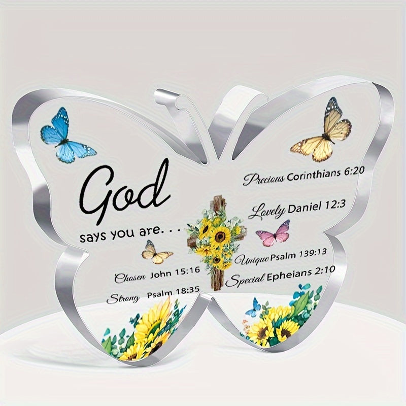 God Says You Are Acrylic Butterfly Christian Gift (4 X4 X0.4 Inch) claimedbygoddesigns