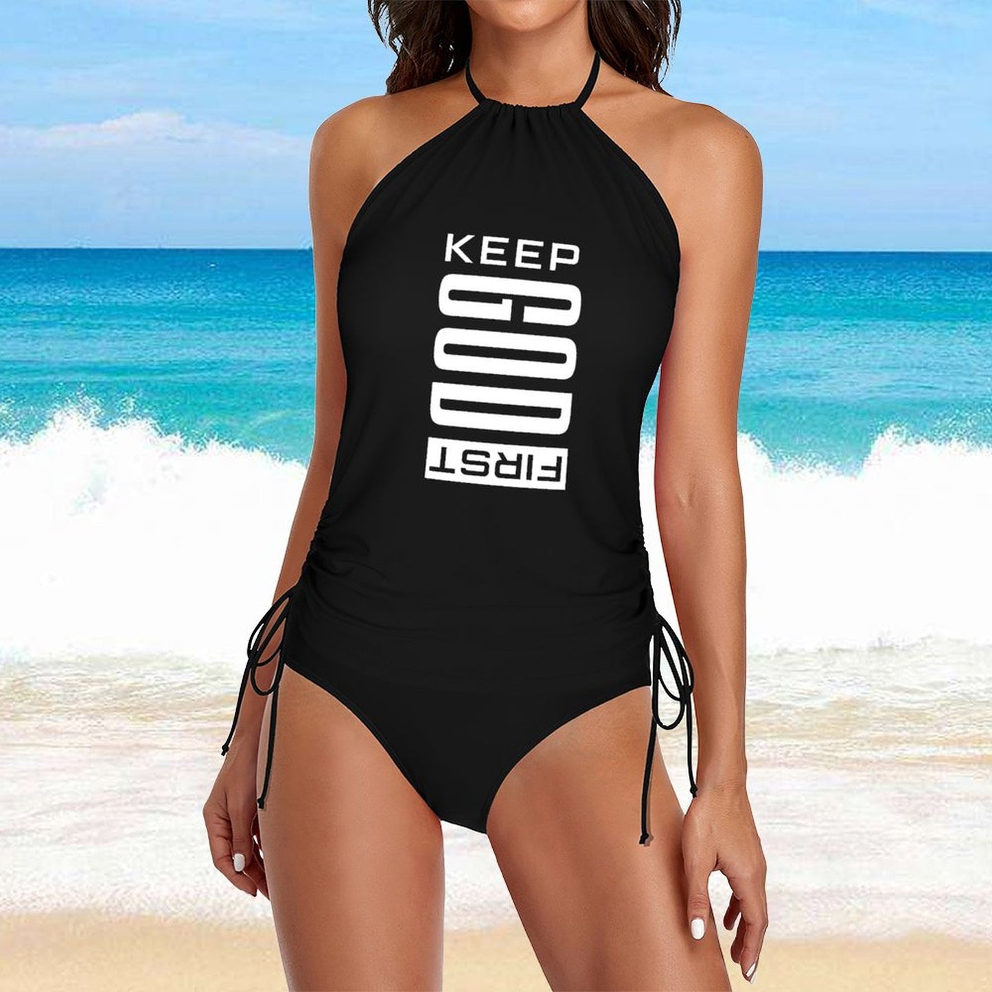 Keep Him First Christian Women's Swimsuit Set - ClaimedbyGodDesigns