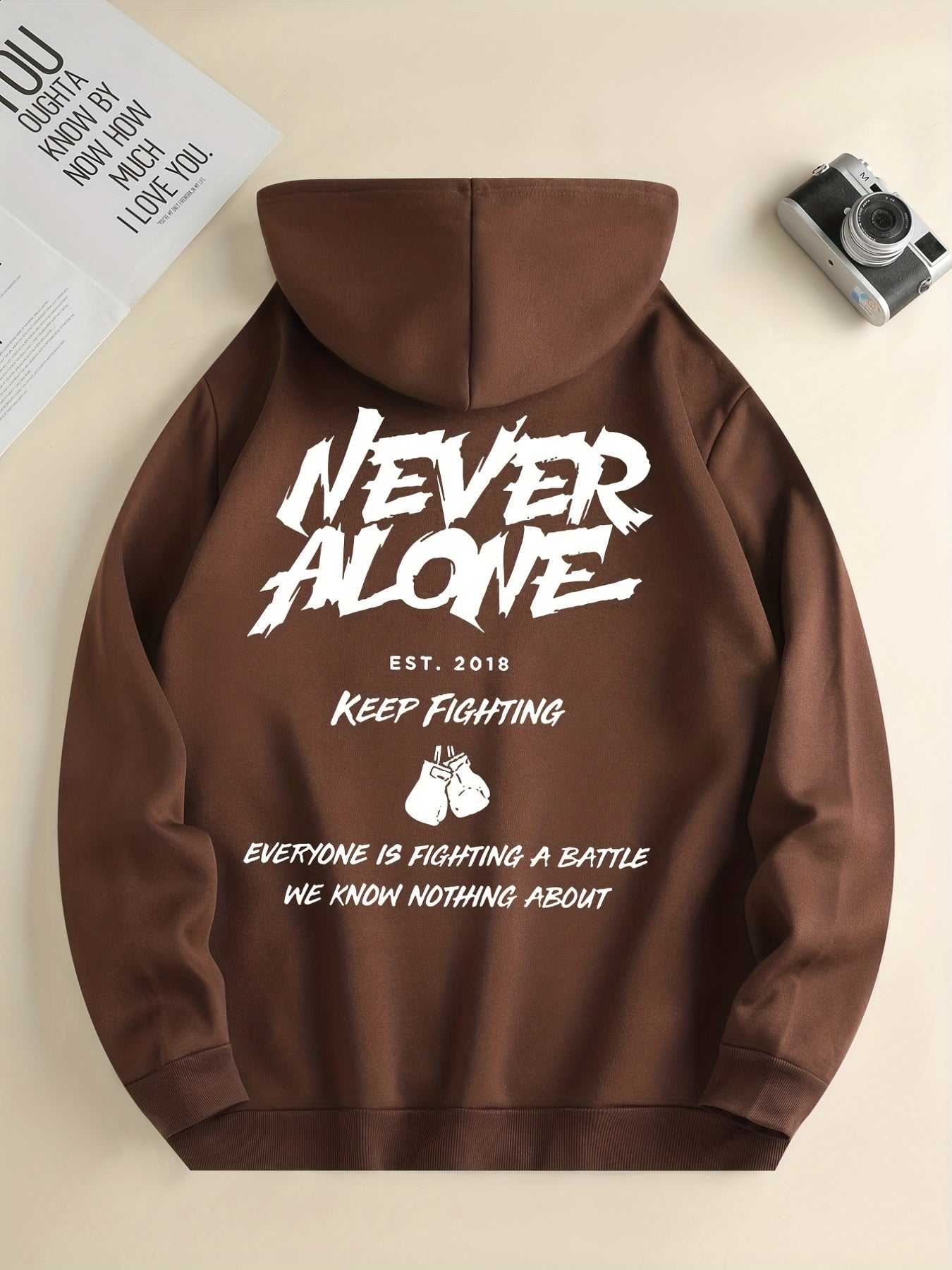 Never Alone Keep Fighting Everyone Is Fighting A Battle Men's Christian Pullover Hooded Sweatshirt claimedbygoddesigns