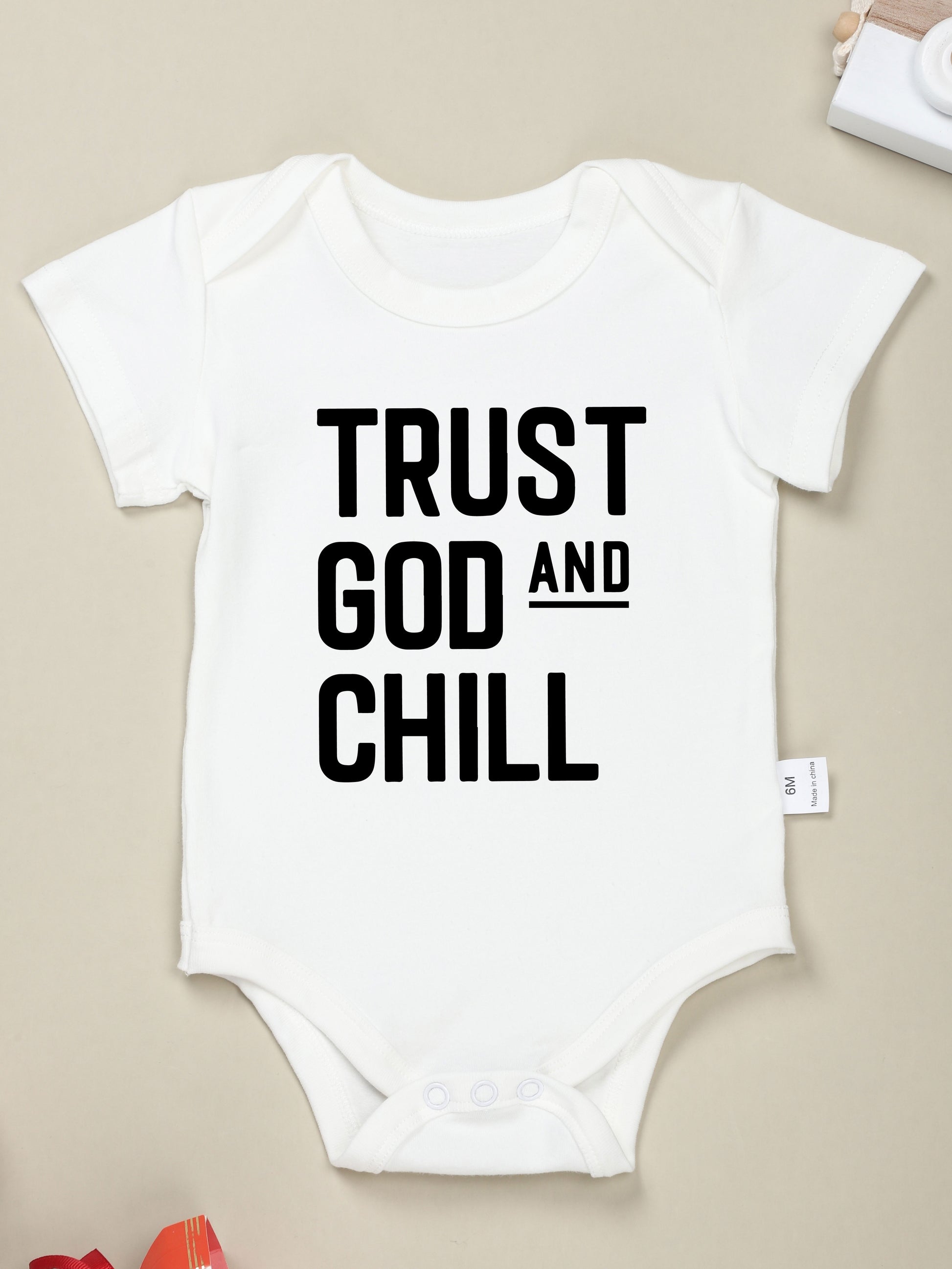 Trust God And Chill Christian Baby Onesie claimedbygoddesigns