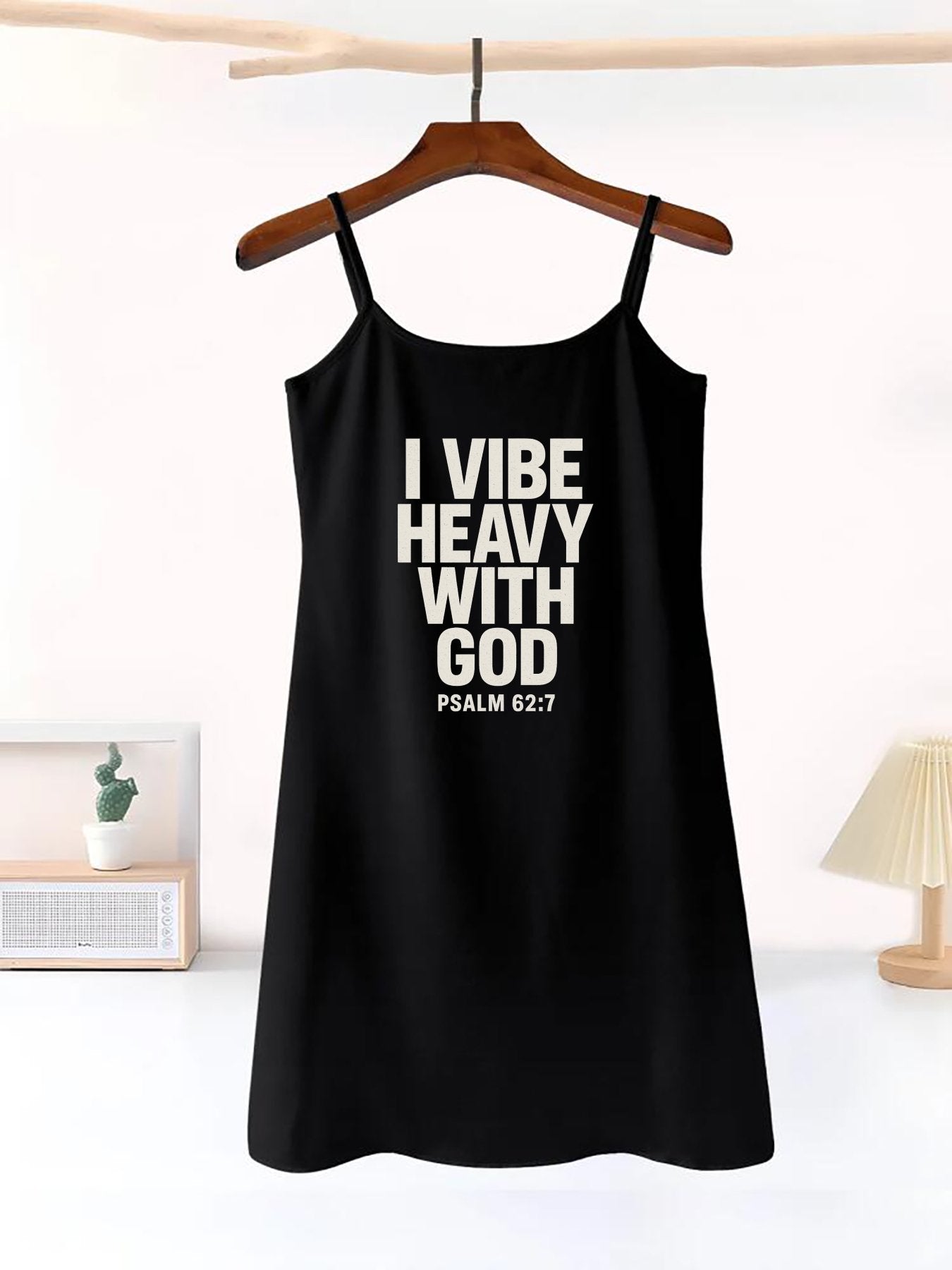 I Vibe Heavy With Him Women's Christian Camisole Nightdress - ClaimedbyGodDesigns