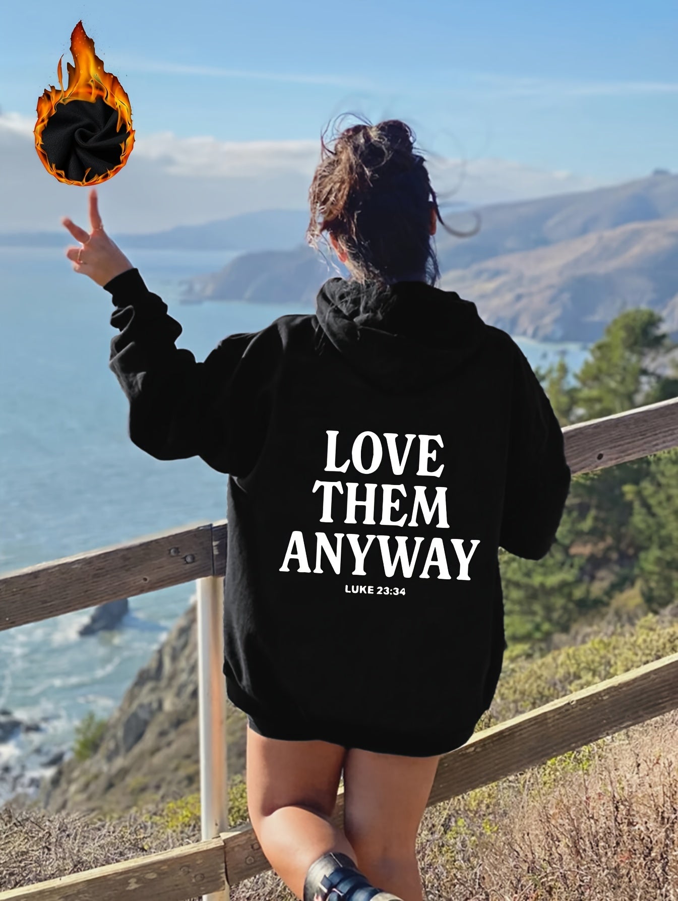 Love Them Anyway Plus Size Women's Christian Pullover Hooded Sweatshirt claimedbygoddesigns