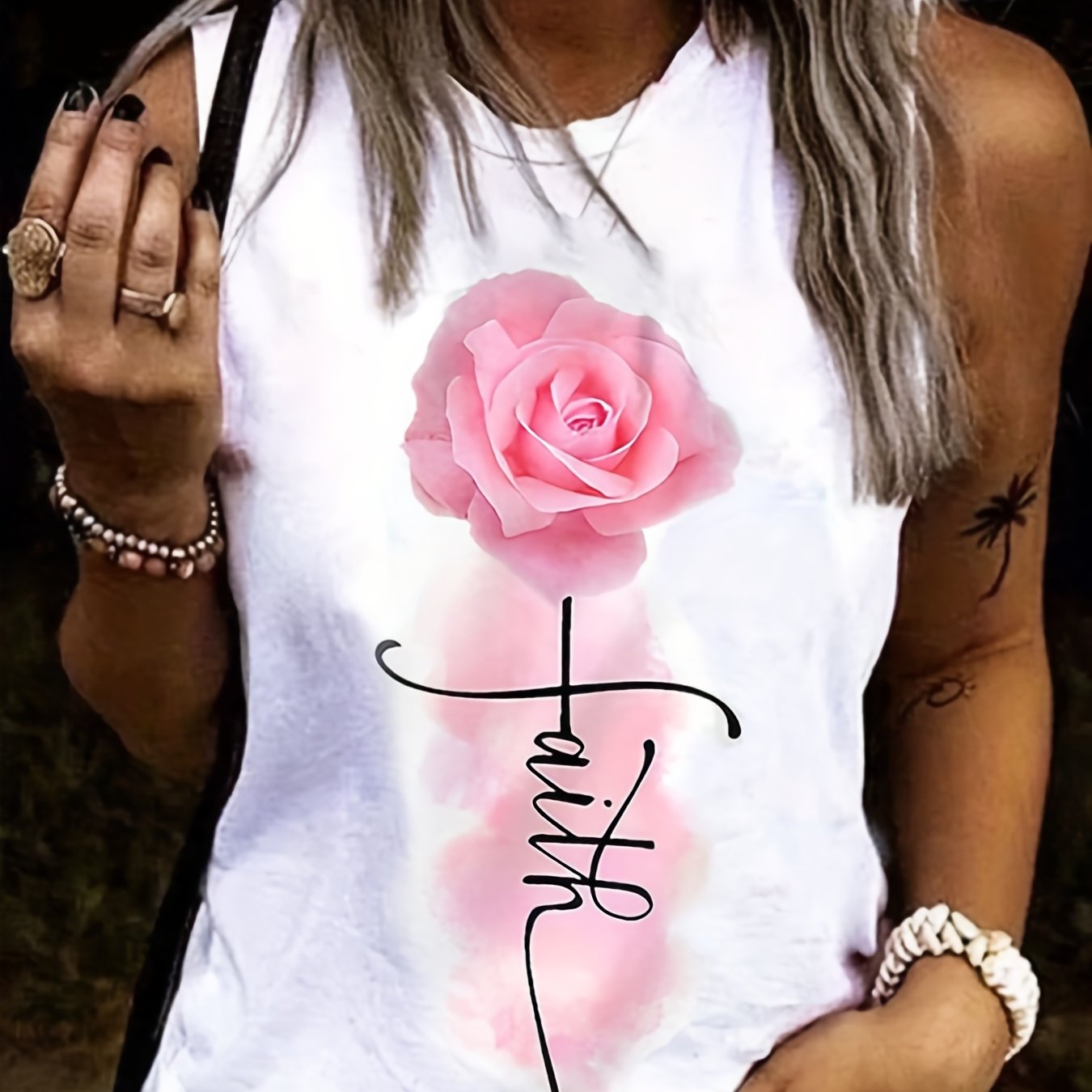 Faith (rose) Women's Christian Tank Top claimedbygoddesigns