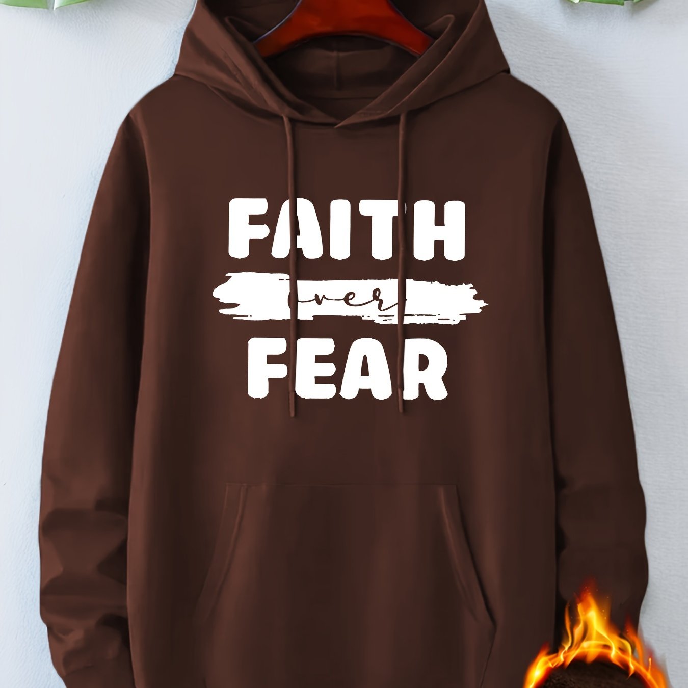 Faith Over Fear Men's Christian Hooded Pullover Sweatshirt claimedbygoddesigns