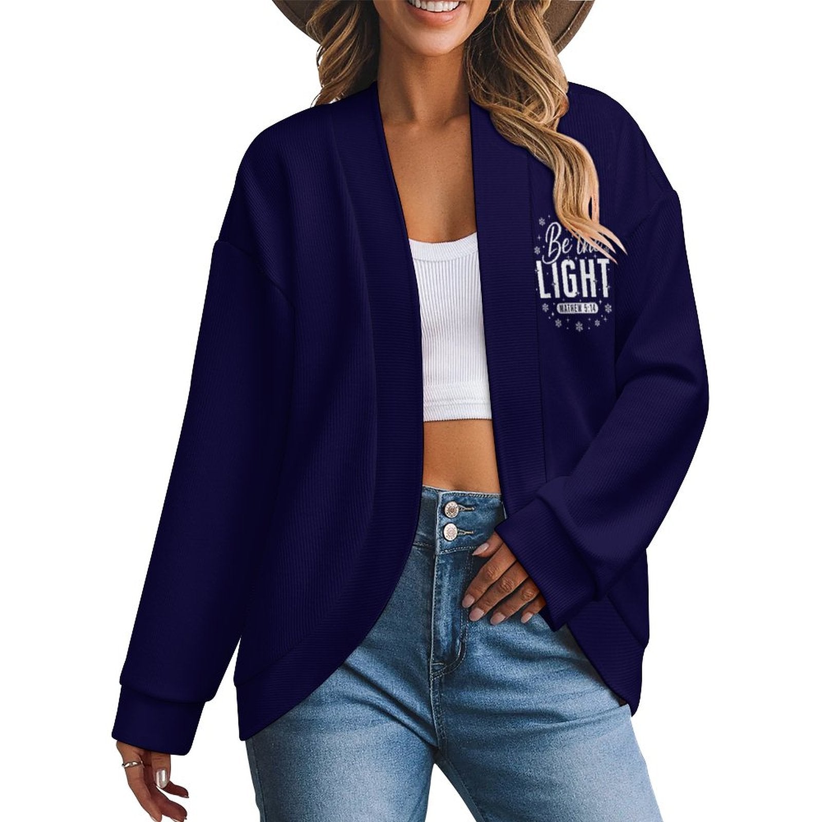 Be The Light Women's Drop Shoulder Cardigan - ClaimedbyGodDesigns