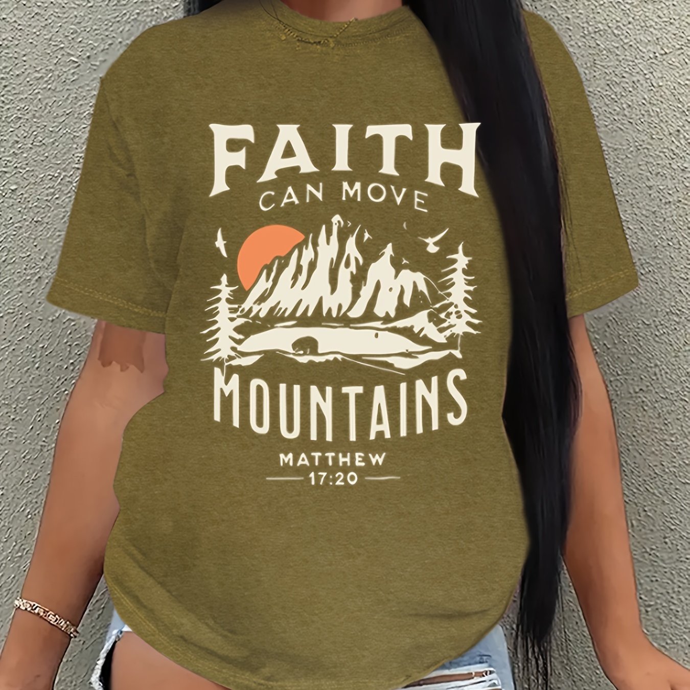 Faith Can Move Mountains Plus Size Women's Christian Casual Outfit claimedbygoddesigns