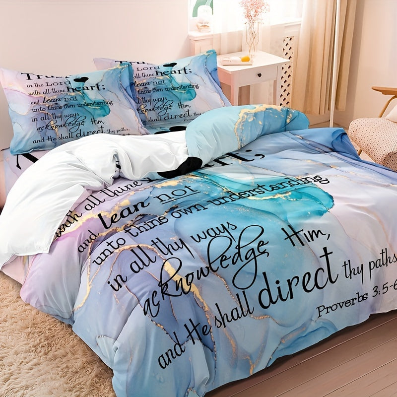 Proverbs 3:5-6 Trust In The Lord 3pc Christian Duvet Cover Set (1*Duvet Cover + 2*Pillowcases, Without Core) claimedbygoddesigns