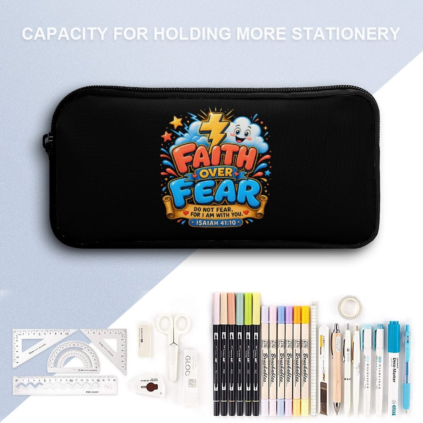 Faith Over Fear Christian 3 PCS Bag Set (Backpack, Lunch Bag and Pencil Case) - ClaimedbyGodDesigns