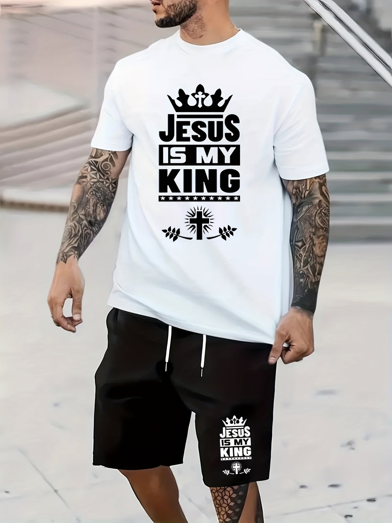 JESUS IS MY KING Men's Christian Casual Outfit claimedbygoddesigns