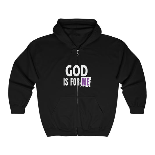 God Is For Me Christian Unisex Heavy Blend Full Zip Hooded Sweatshirt Printify