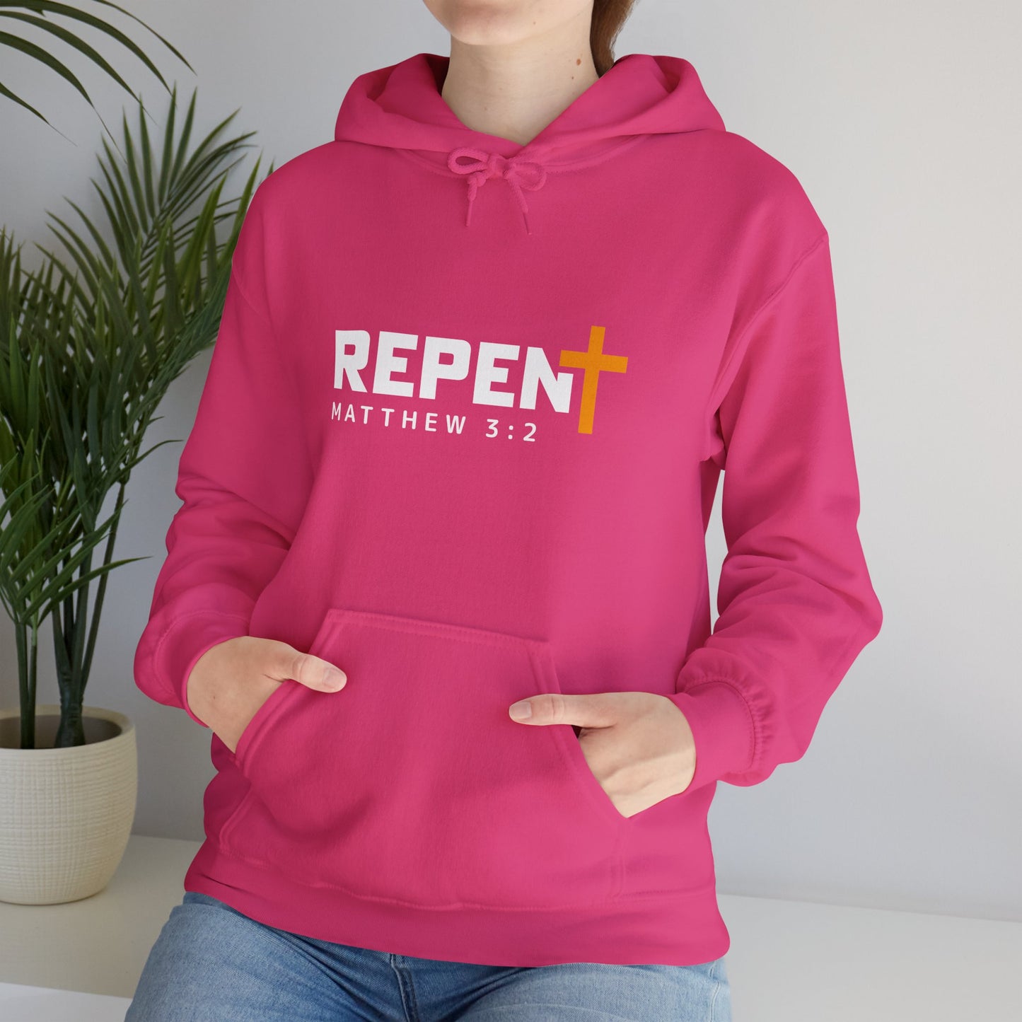 Repent (2) Christian Unisex Hooded Pullover Sweatshirt