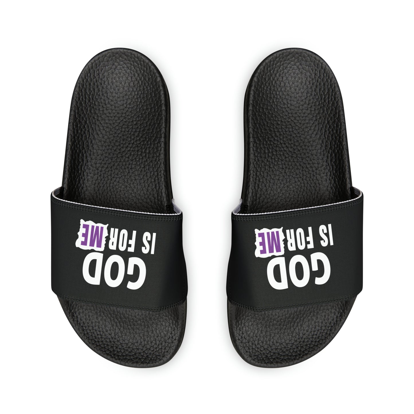 God Is For Me Men's PU Christian Slide Sandals Printify