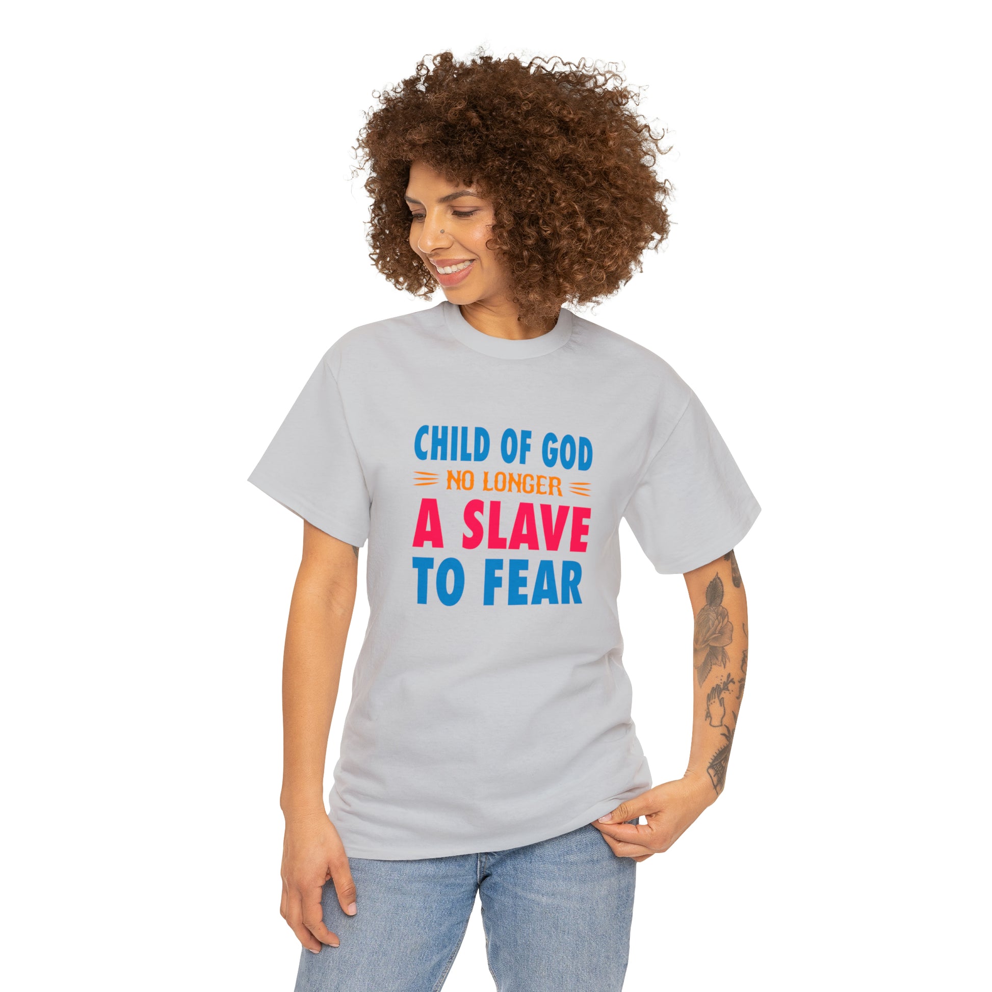 Child Of God No Longer A Slave To Fear Unisex Heavy Cotton Tee Printify