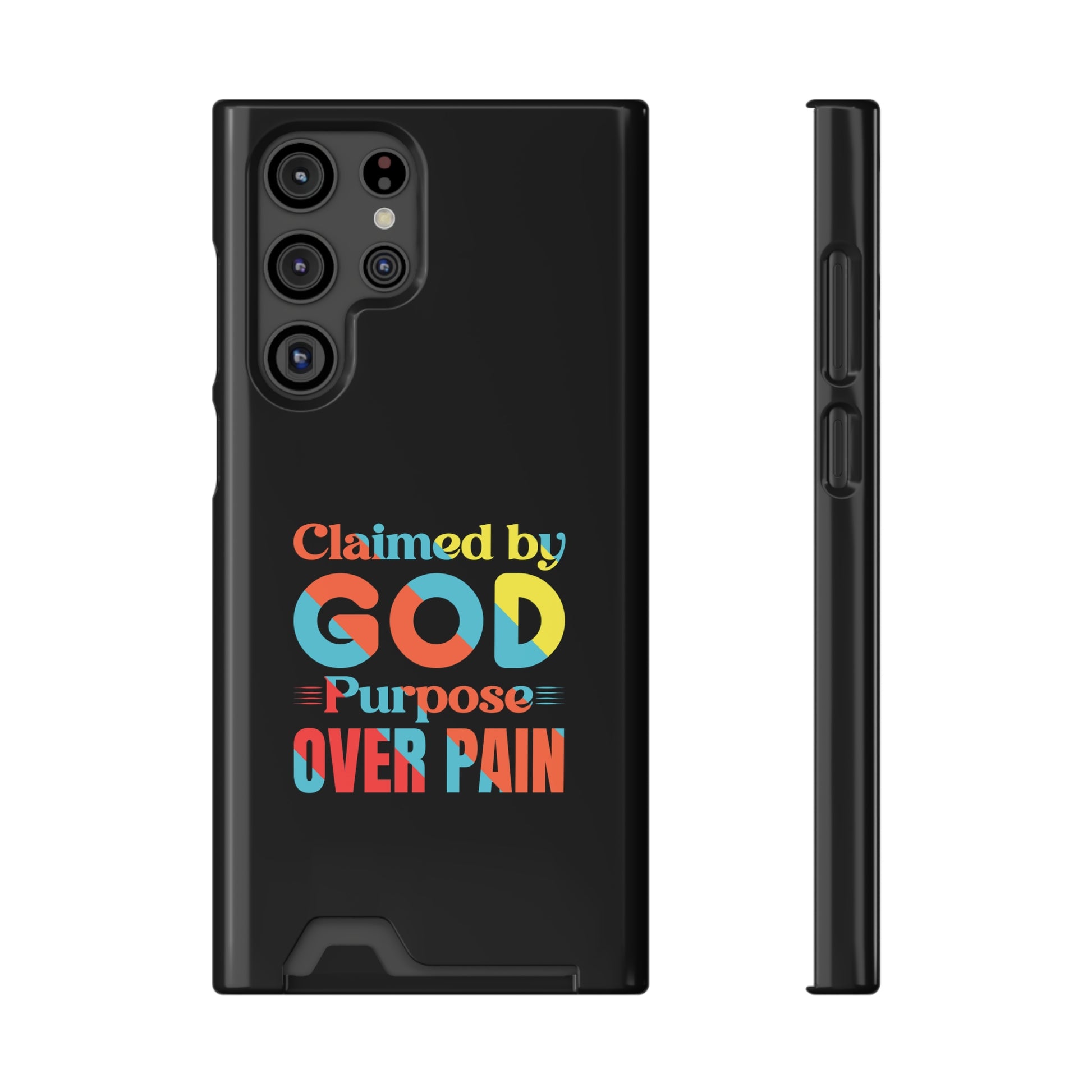 Claimed By God Purpose Over Pain Christian Phone Case With Card Holder Printify