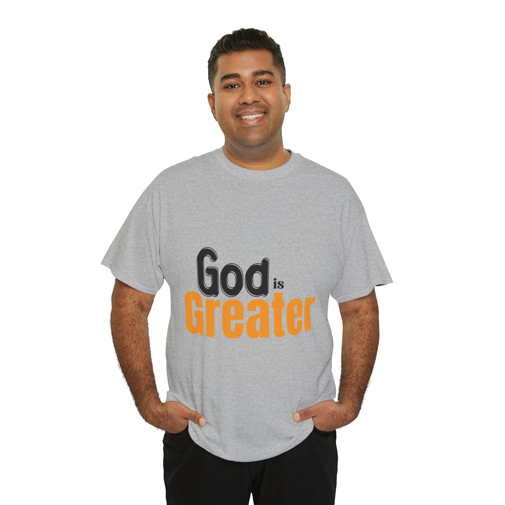 God Is Greater Unisex Heavy Cotton Tee Printify