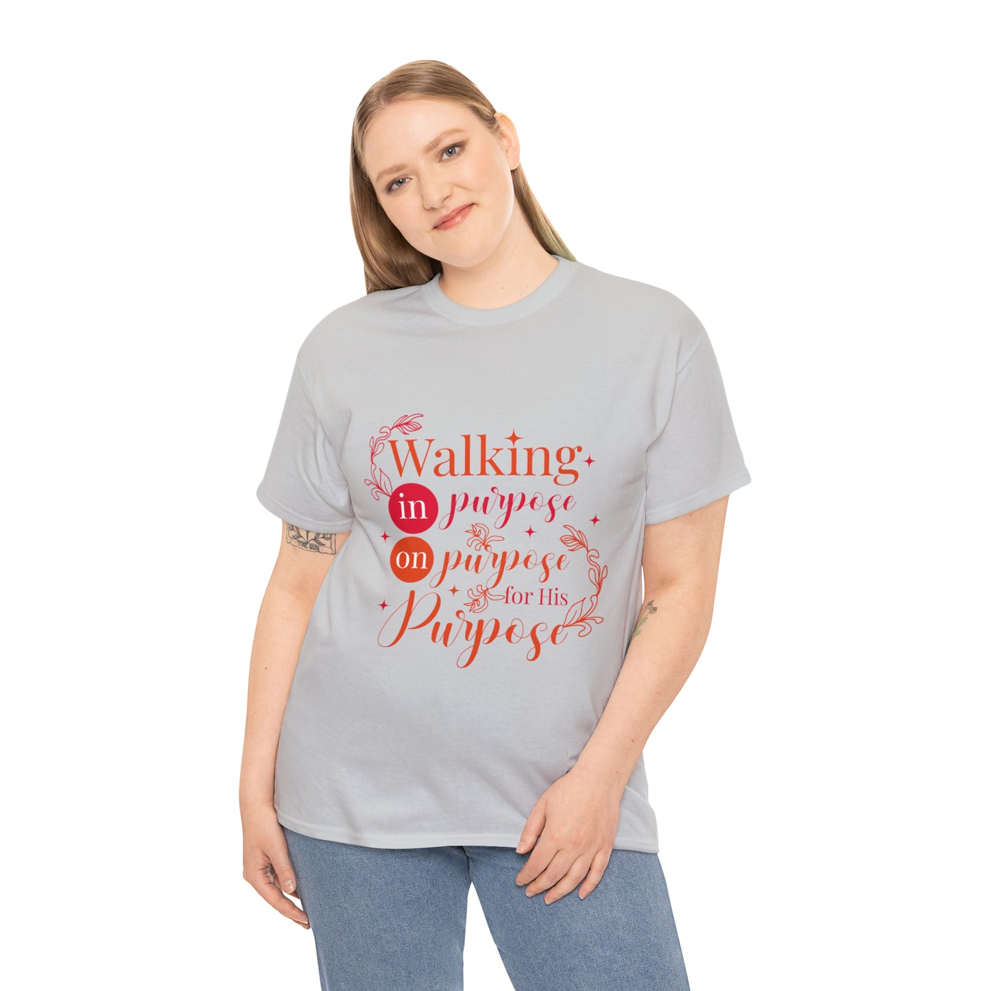 Walking In Purpose On Purpose For His Purpose Unisex Heavy Cotton Tee