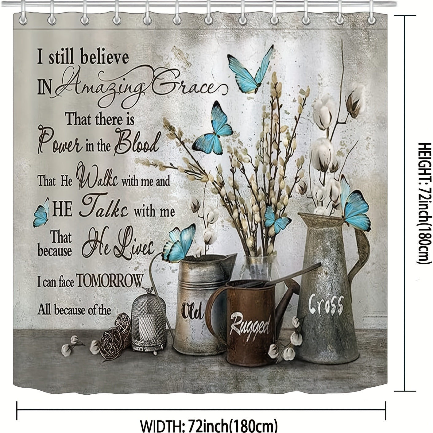 I Still Believe In Amazing Grace Shower Curtain With 12 Hooks 72*72in claimedbygoddesigns
