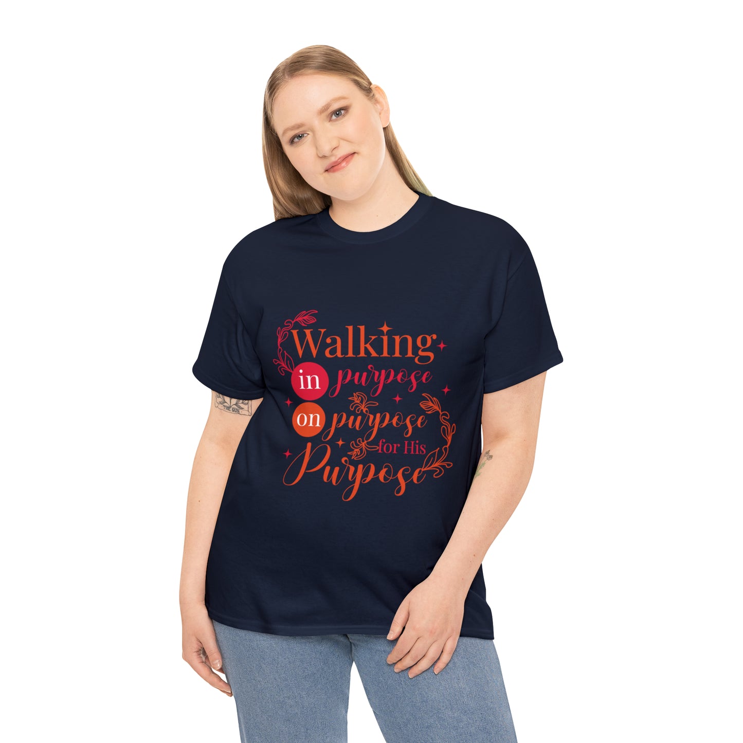 Walking In Purpose On Purpose For His Purpose Unisex Heavy Cotton Tee