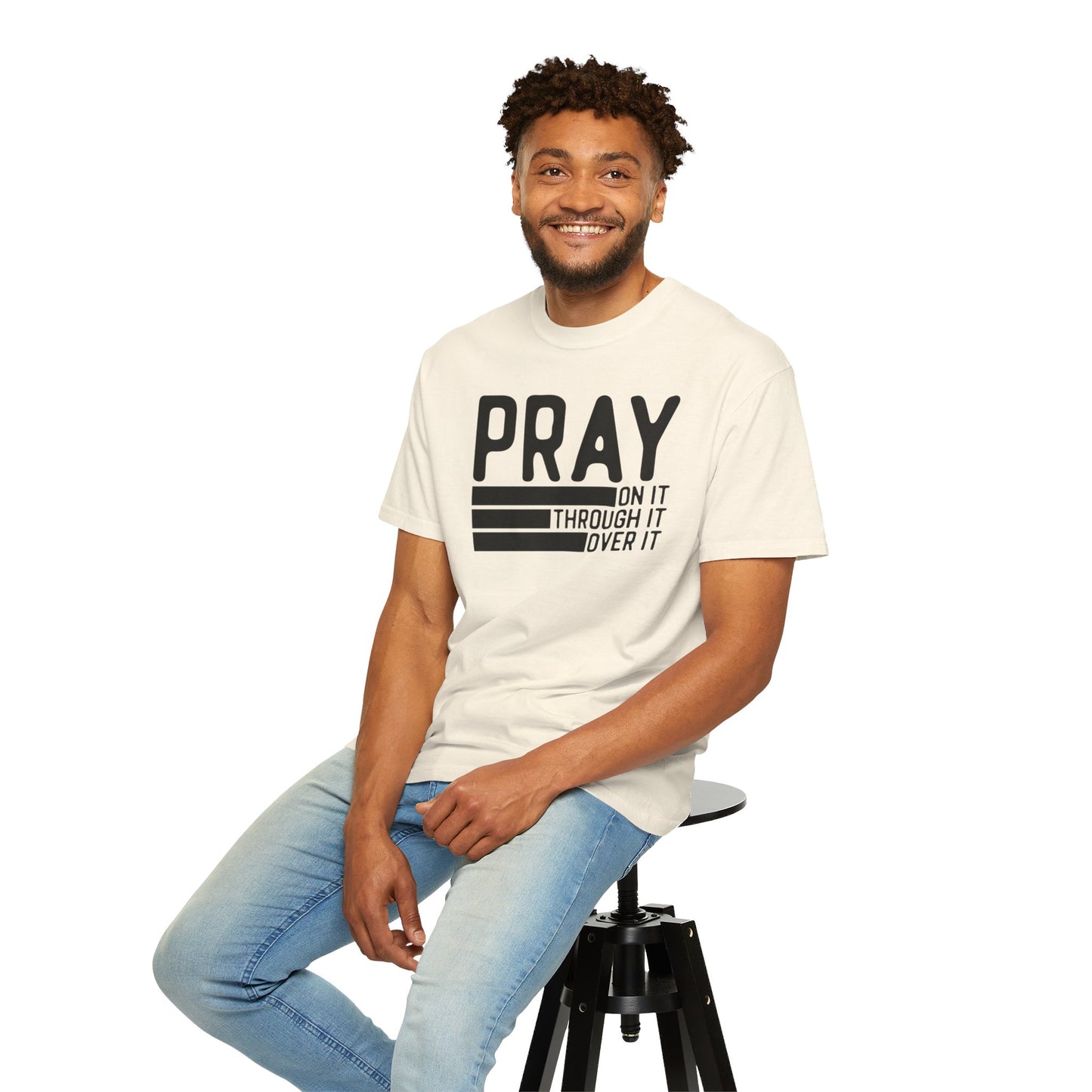 Pray On It Through It Over It Because Adulting Is Hard Without Jesus Unisex Christian T-shirt