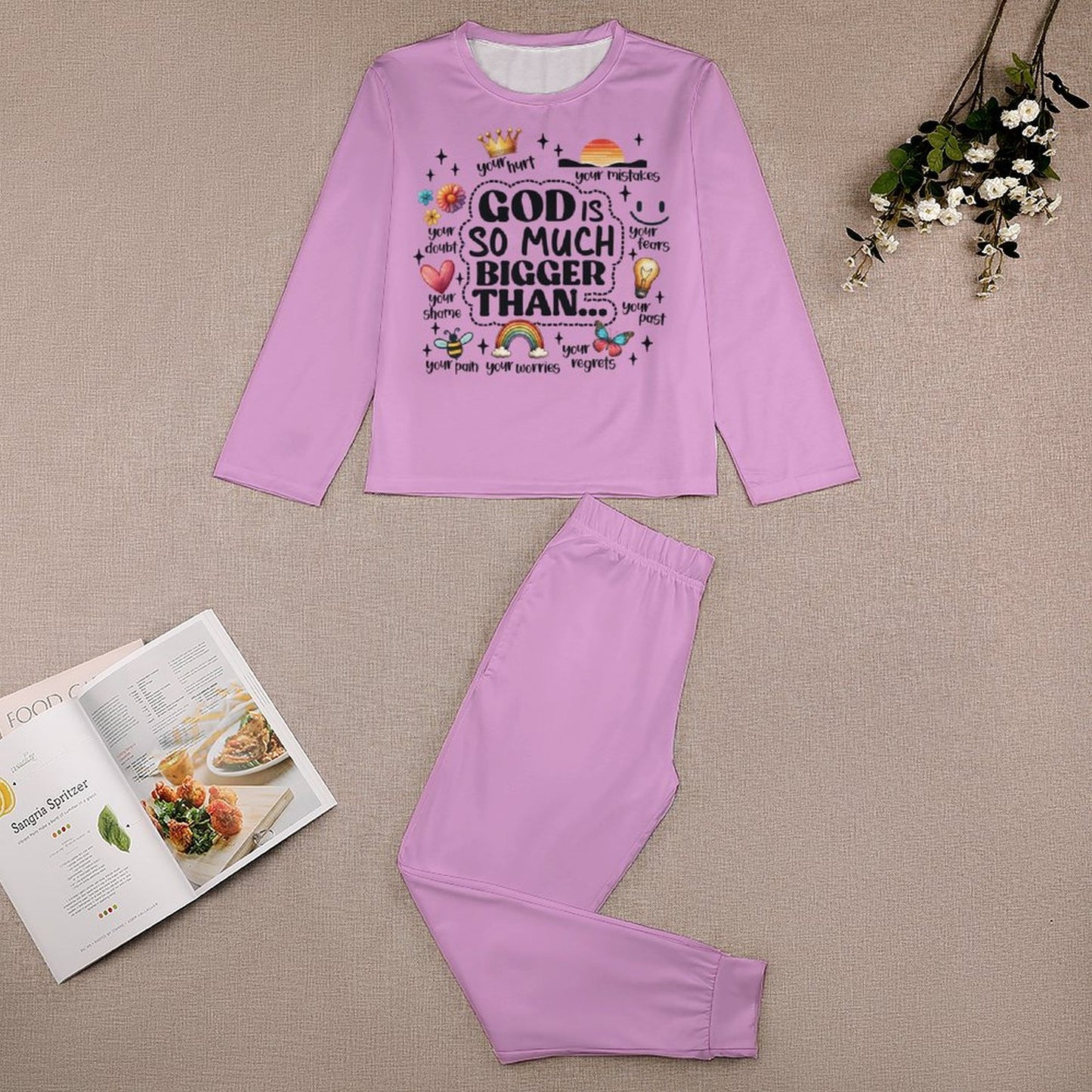 God Is So Much Bigger Than Youth Toddler Christian  Long Sleeve Girls Pajama Set SALE-Personal Design