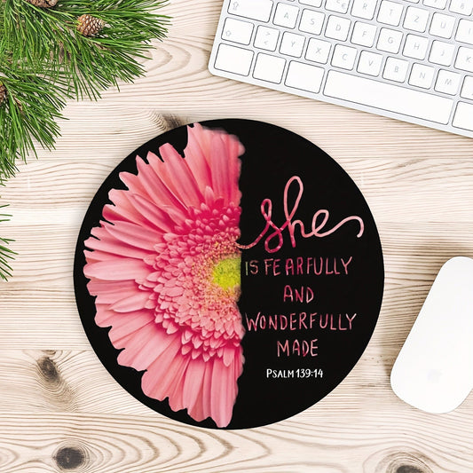 Psalm 139:14 She Is Fearfully & Wonderfully Made Christian Computer Mouse Pad 7.8*7.8*0.12inch/ 20*20*0.3cm - ClaimedbyGodDesigns