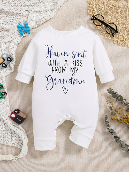 Heaven Sent With A Kiss From My Grandma Long Sleeve Christian Baby Onesie claimedbygoddesigns