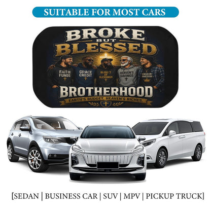 Broke But Blessed Brotherhood — Funny Christian Car Sunshade Umbrella - ClaimedbyGodDesigns