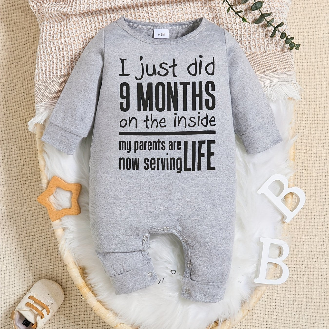 I Just Did 9 Months On The Inside Long Sleeve Christian Baby Onesie claimedbygoddesigns