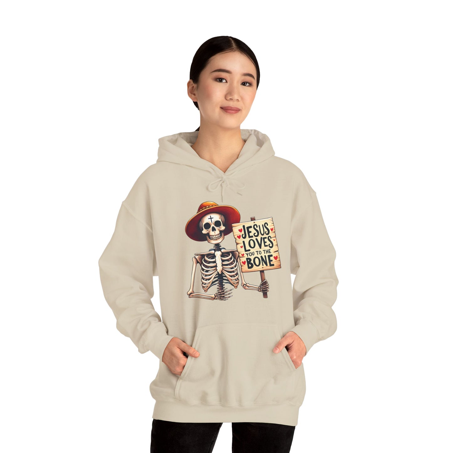 Jesus Loves You To The Bone (Halloween Themed) Unisex Christian Hooded Pullover Sweatshirt