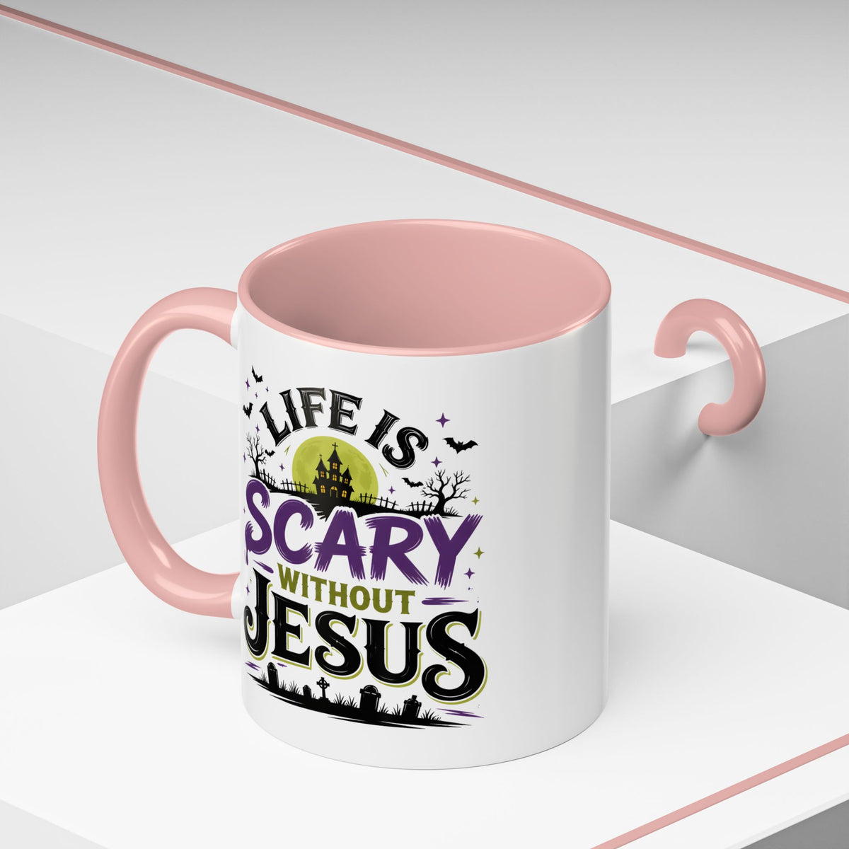 Coffee Mug — “Life Is Scary Without Jesus” Halloween Christian Accent Mug (11/15oz)