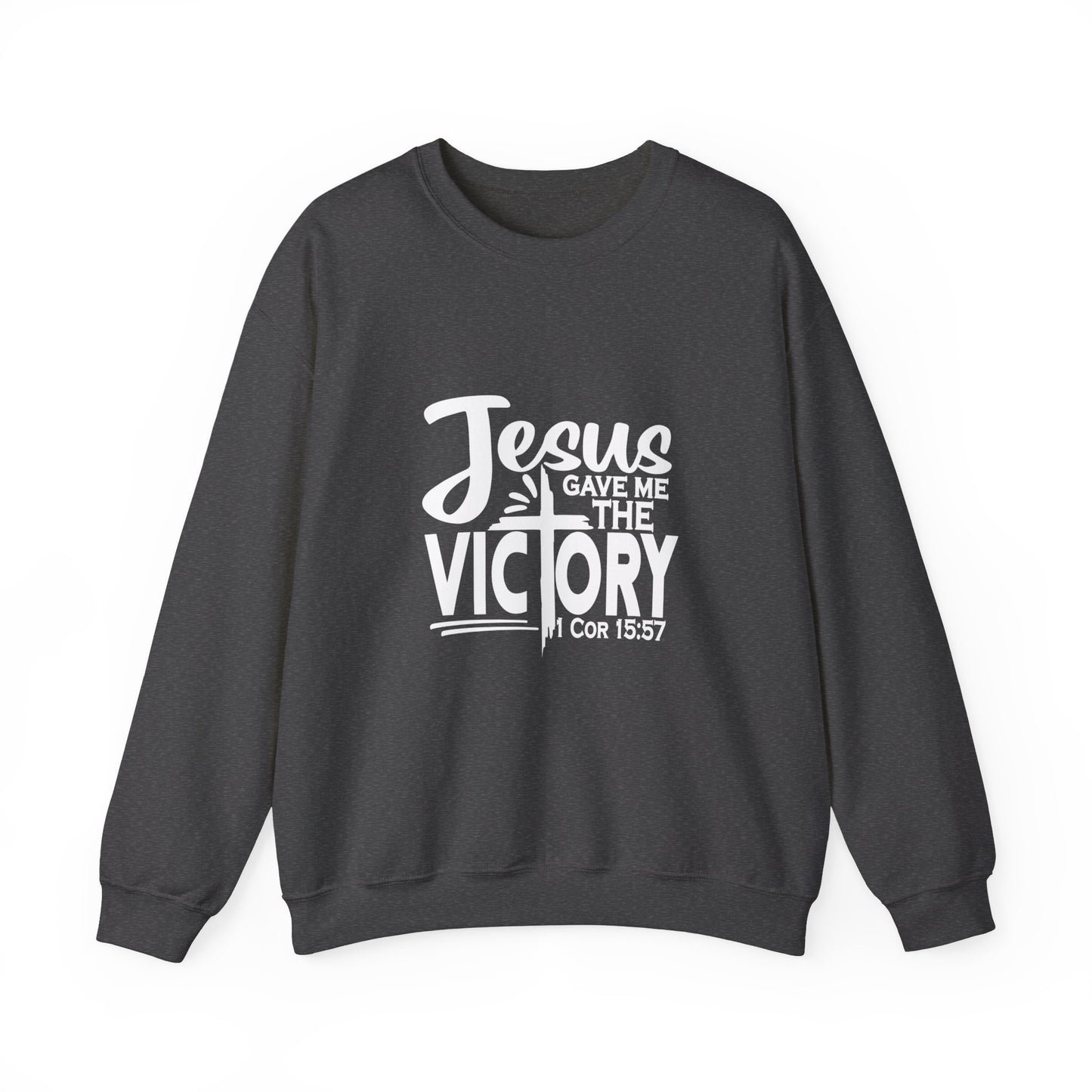 Jesus Gave Me The Victory Unisex Heavy Blend™ Crewneck Christian Sweatshirt