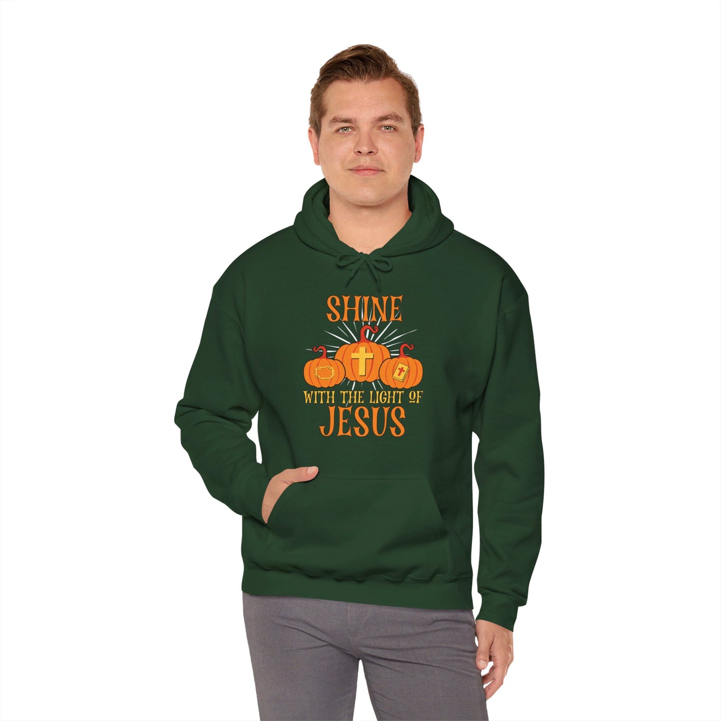 Shine With The Light Of Jesus Halloween Unisex Christian Pullover Hooded Sweatshirt