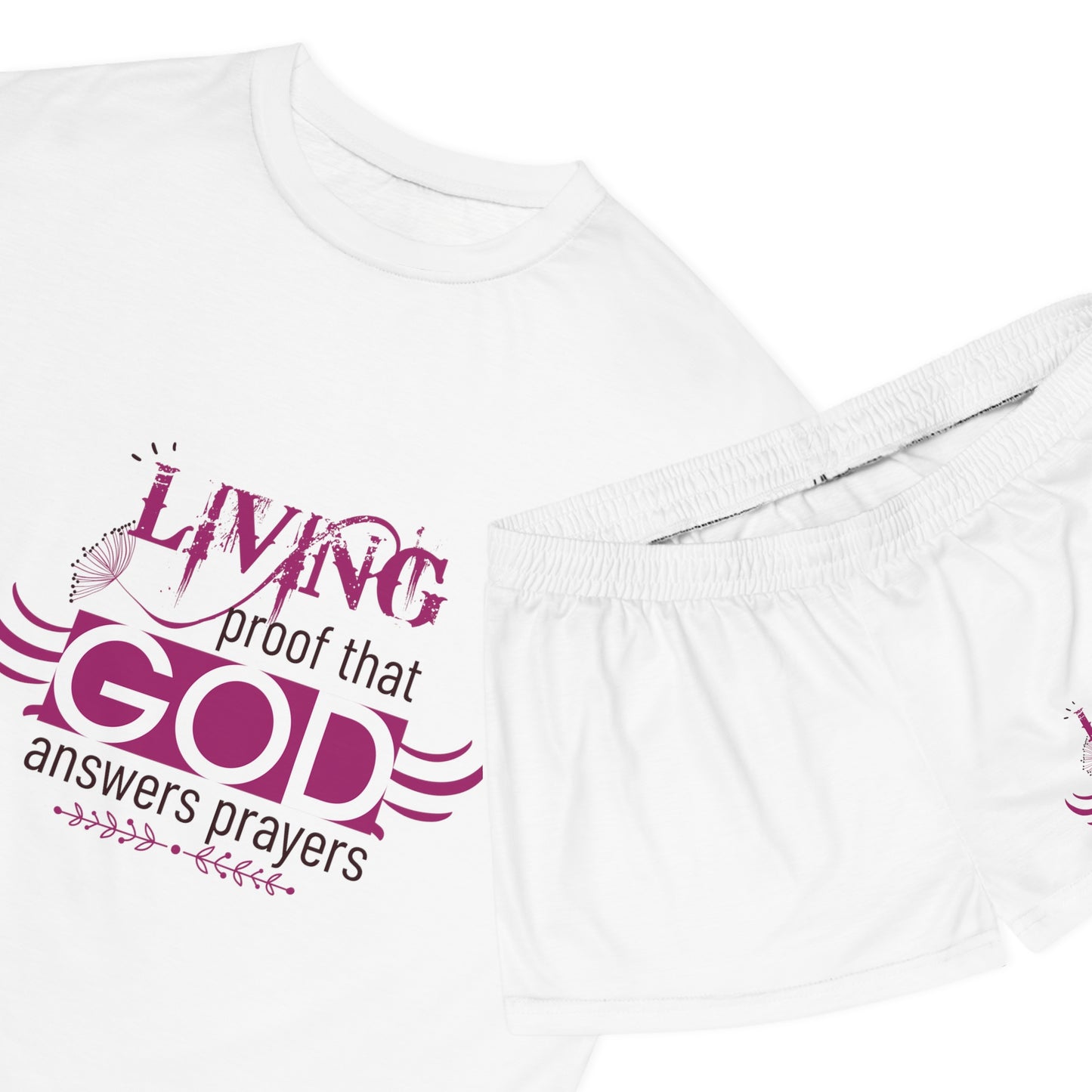 Living Proof That God Answer's Prayers Women's Christian Short Pajama Set Printify