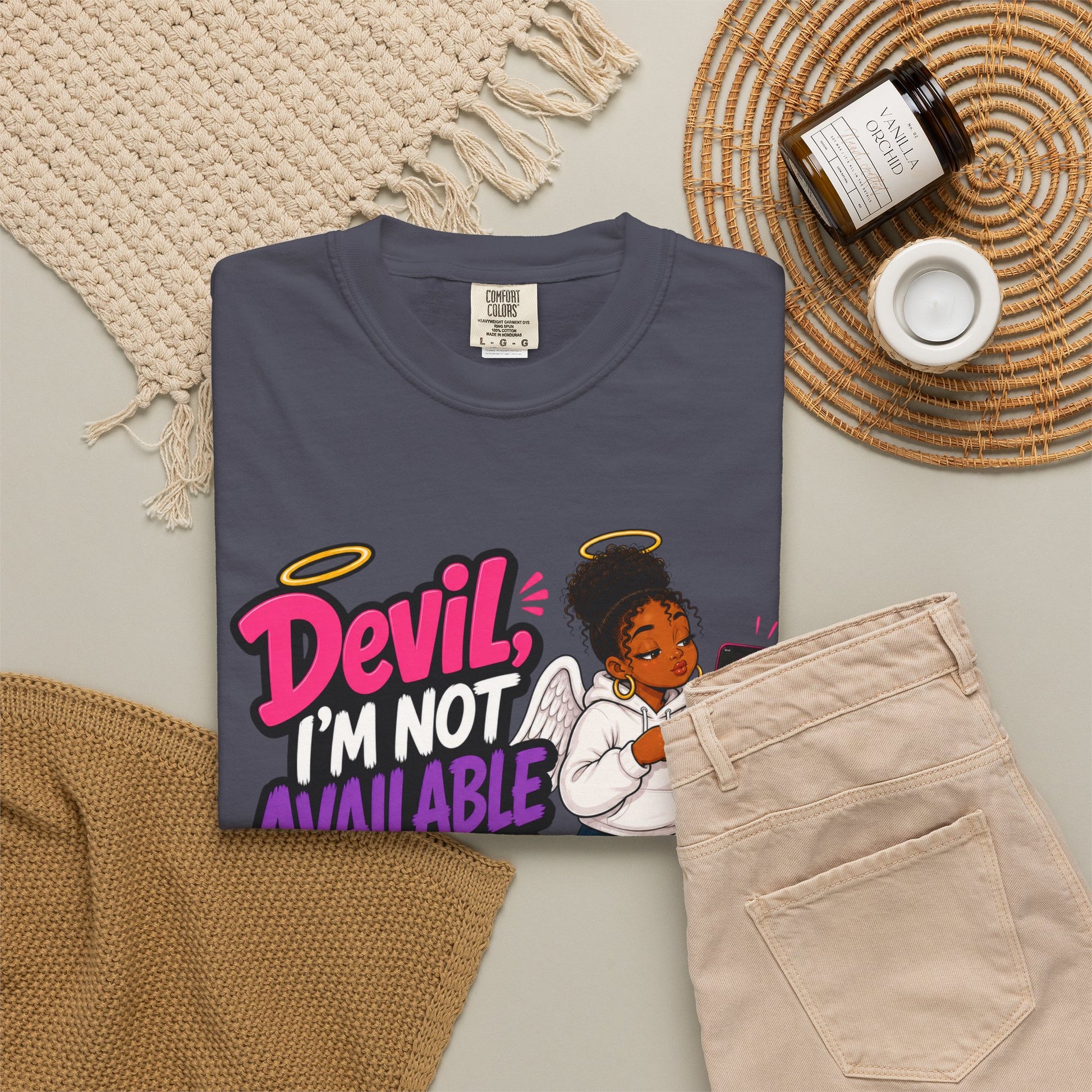 Devil, I’m Not Available for Foolishness T-Shirt — Sassy Black Girl Graphic Tee - ClaimedbyGodDesigns