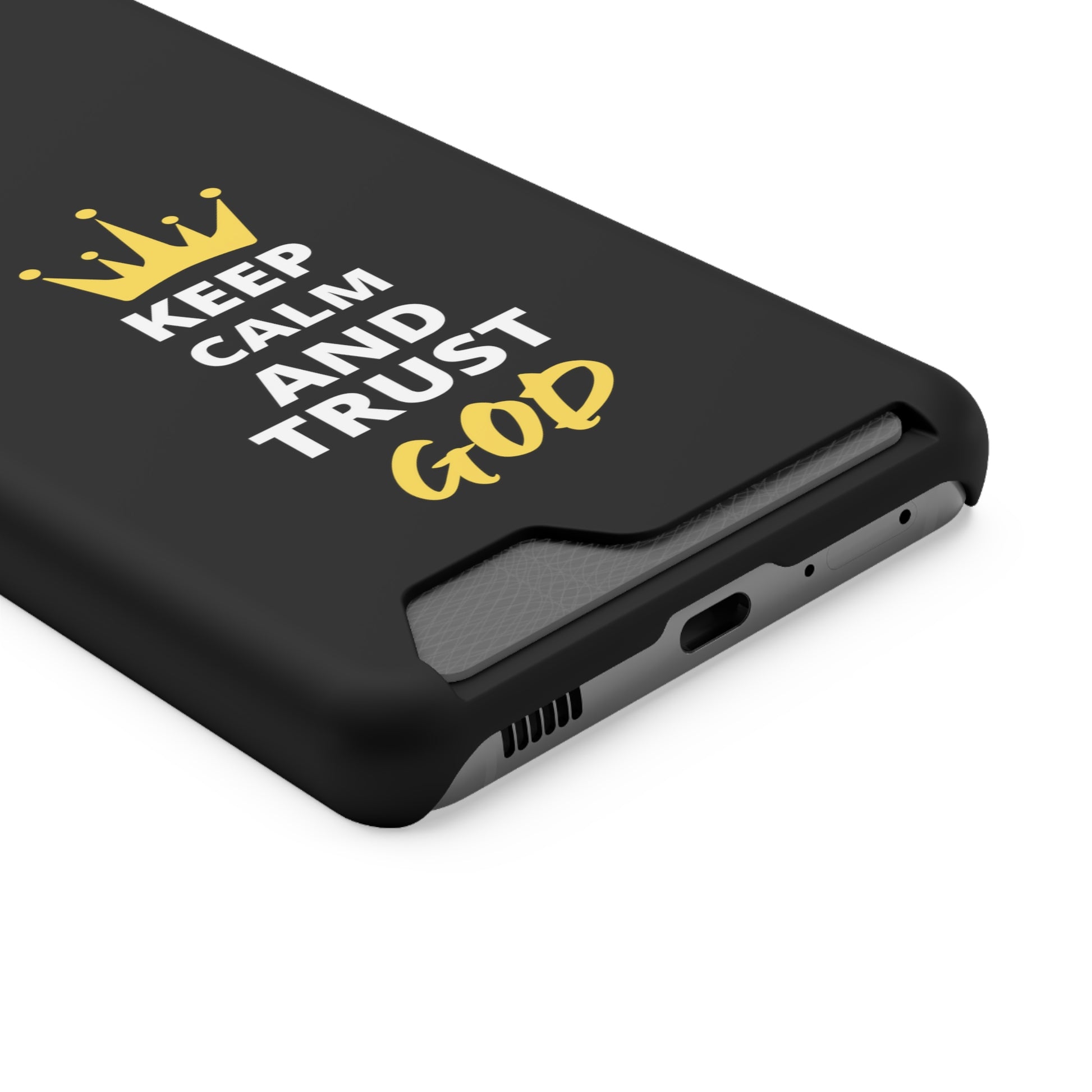 Keep Calm And Trust God Christian Phone Case With Card Holder Printify