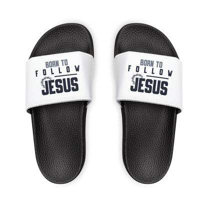Men's Removable - Strap Sandals with 'Born to Follow Him' Design, Casual Footwear, Summer Sandals, Christian Gifts, Relaxed Style, Beachwear - ClaimedbyGodDesigns