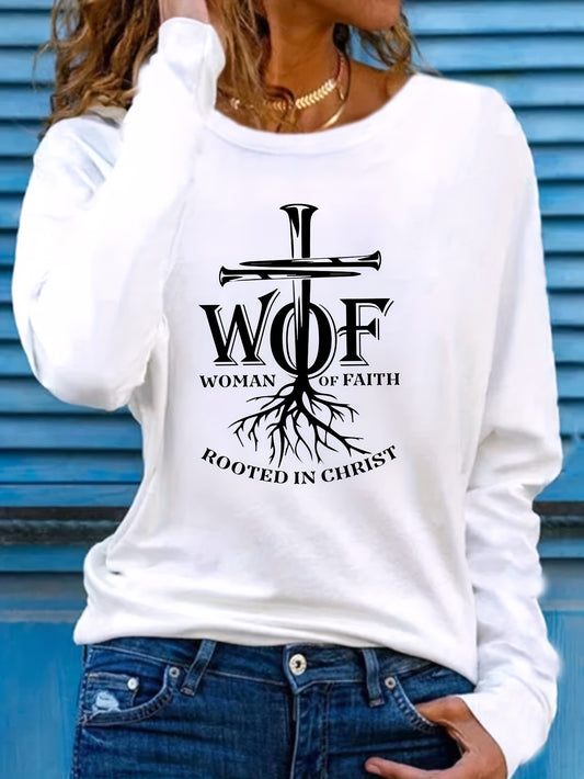 Woman Of Faith Rooted In Christ Women's Christian Pullover Sweatshirt claimedbygoddesigns