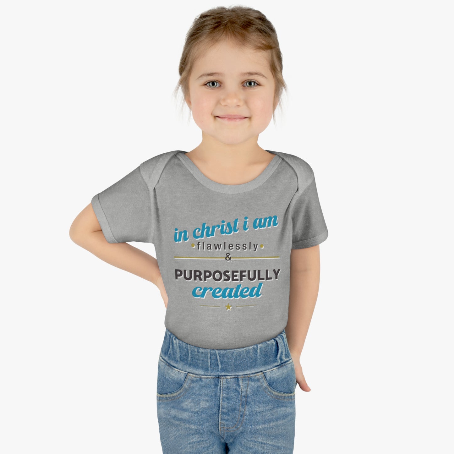 In Christ I Am Flawlessly And Purposefully Created Christian Baby Onesie Printify