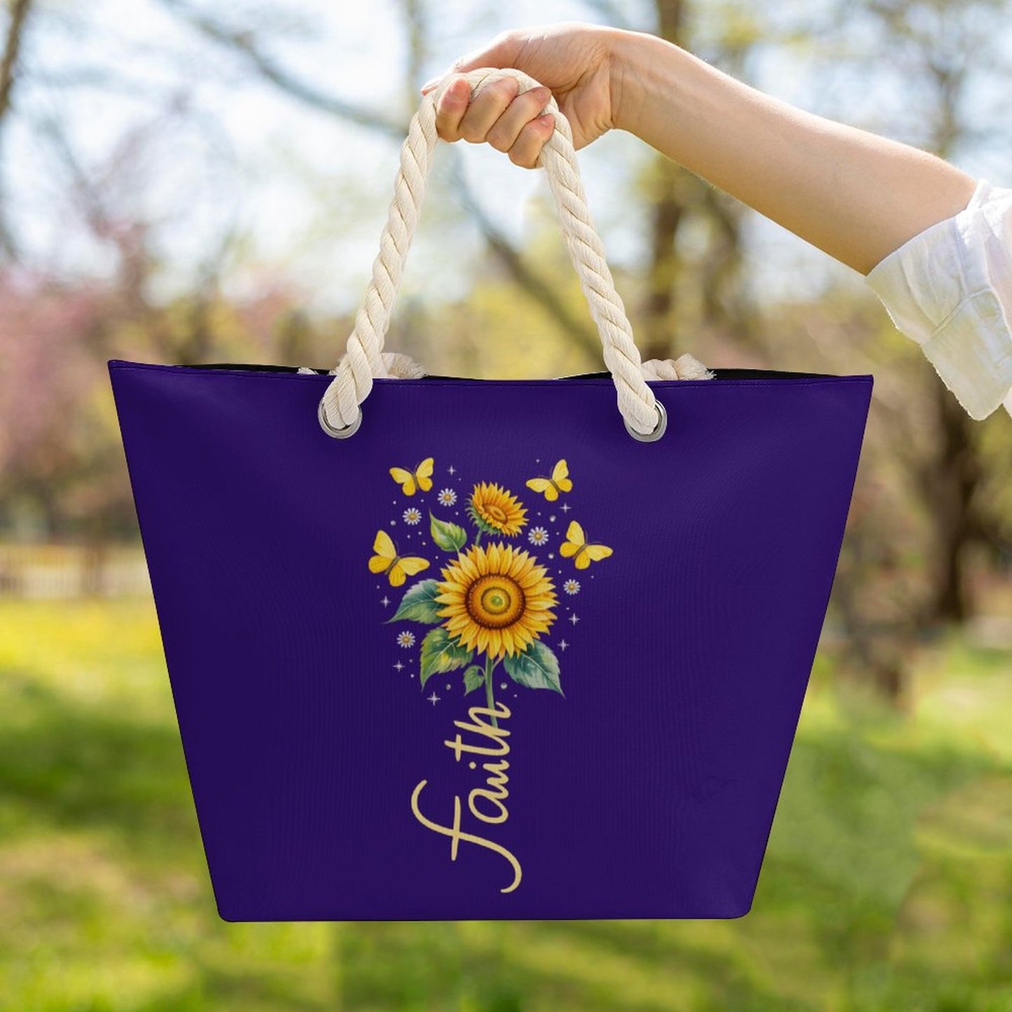 Faith Christian Large Jute Tote Bag