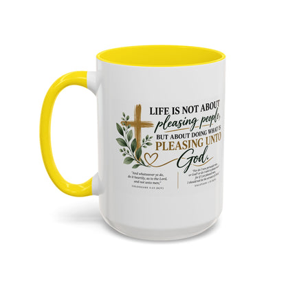 Christian Coffee Mug – "Pleasing Unto God" Inspirational Accent Mug (11/15oz)