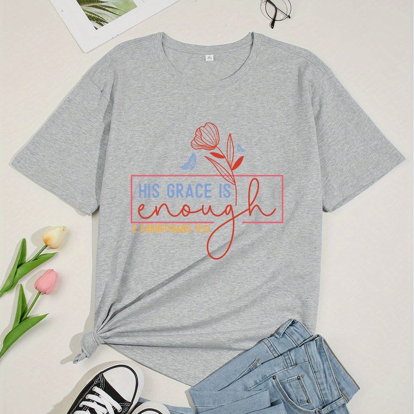 His Grace Is Enough Plus Size Women's Christian T-shirt claimedbygoddesigns