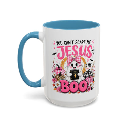 You Can’t Scare Me Jesus Is My Boo Coffee Mug — Halloween Christian Accent Mug