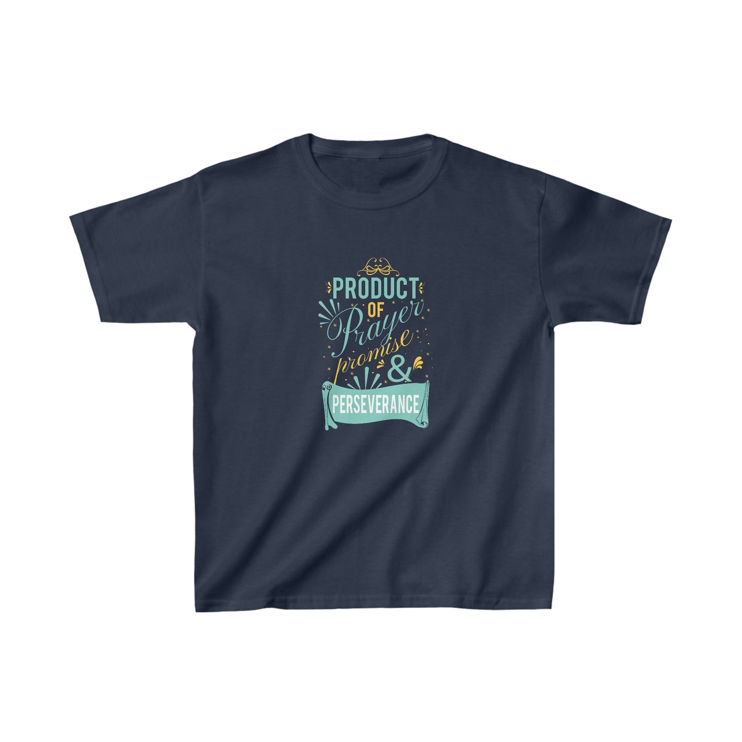 Product Of Prayer Promise & Perseverance Youth Christian T-Shirt Printify