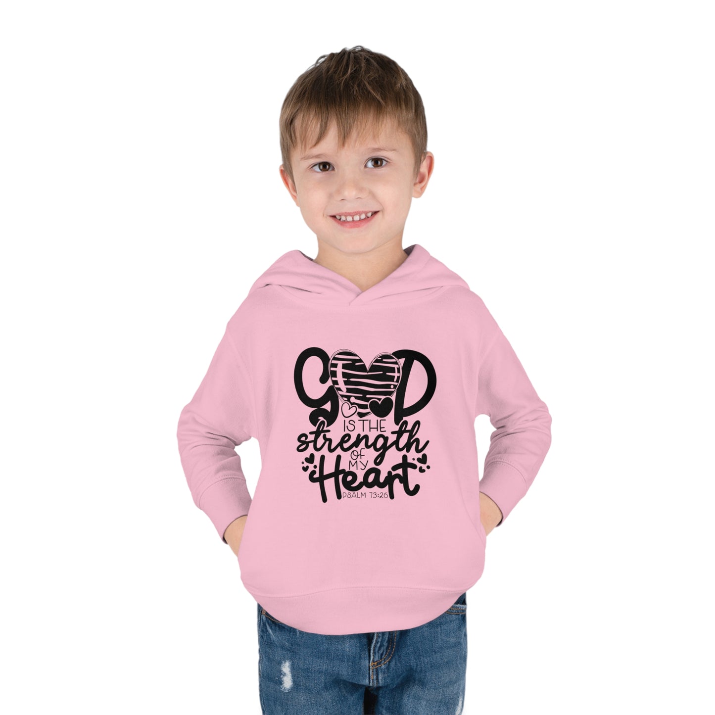 God Is The Strength Of My Heart Christian Toddler Pullover Fleece Hooded Sweatshirt